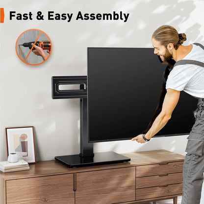 TV Stand Mount, Universal Swivel TV Stand for 32–65 Inch LCD/LED/OLED Tvs up to 88 Lbs, TV Legs with Tempered Glass Base, Height Adjustable TV Base Stand with Tilt, Max VESA 400X400Mm