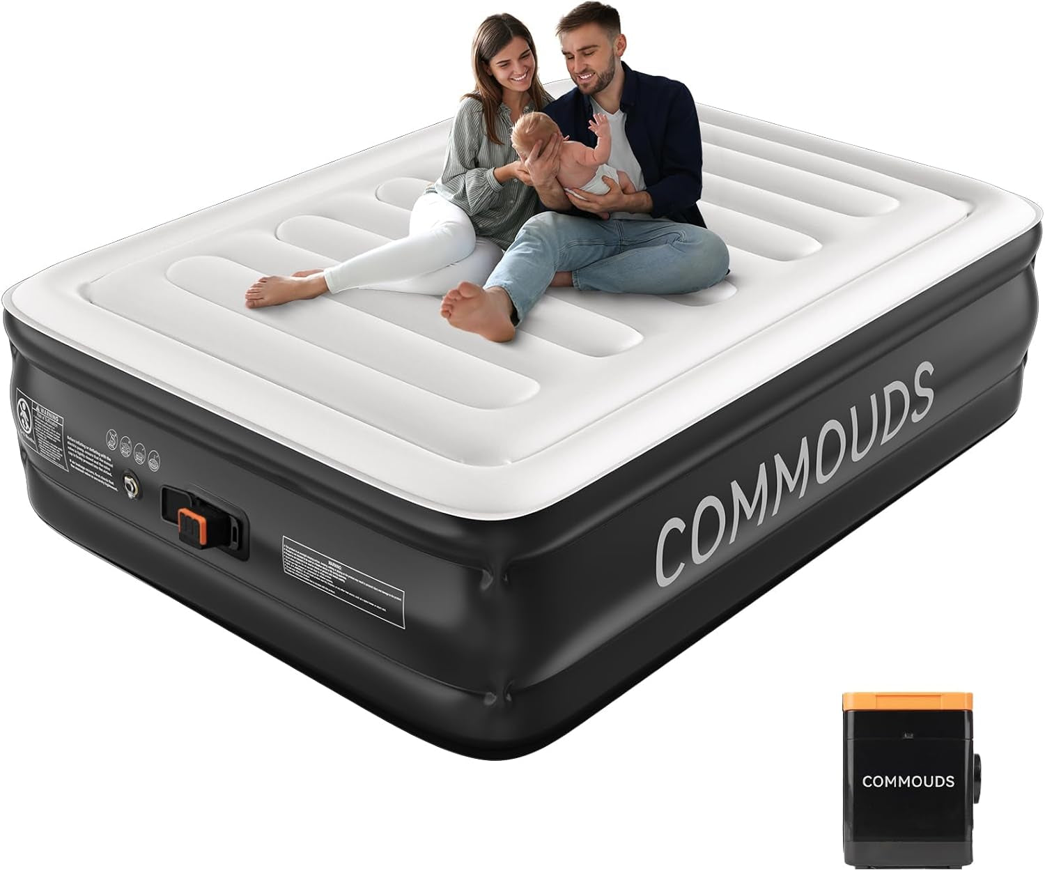 Queen Air Mattress with 2000Mah Battery Powered Pump, 18" Raised Inflatable Mattress, Portable Blow up Mattress, Air Bed for Camping, Home and Guest