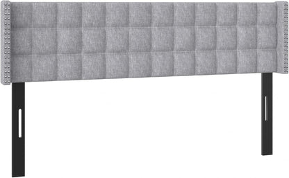 Headboard King Size, Linen Upholstered Headboards Only with Nailhead Trim Wingback, Square Stitched Design, Adjustable Height from 40" to 49.8", Light Grey