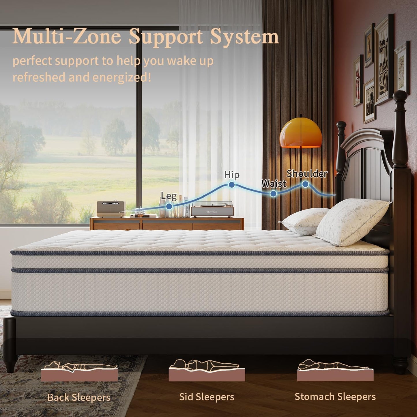 Full Size Mattress, 12 Inch Full Mattress in a Box, Innerspring Hybrid with Cooling Gel Memory Foam and Individually Wrapped Coils for Pressure Relief & Superior Support, Medium Firm