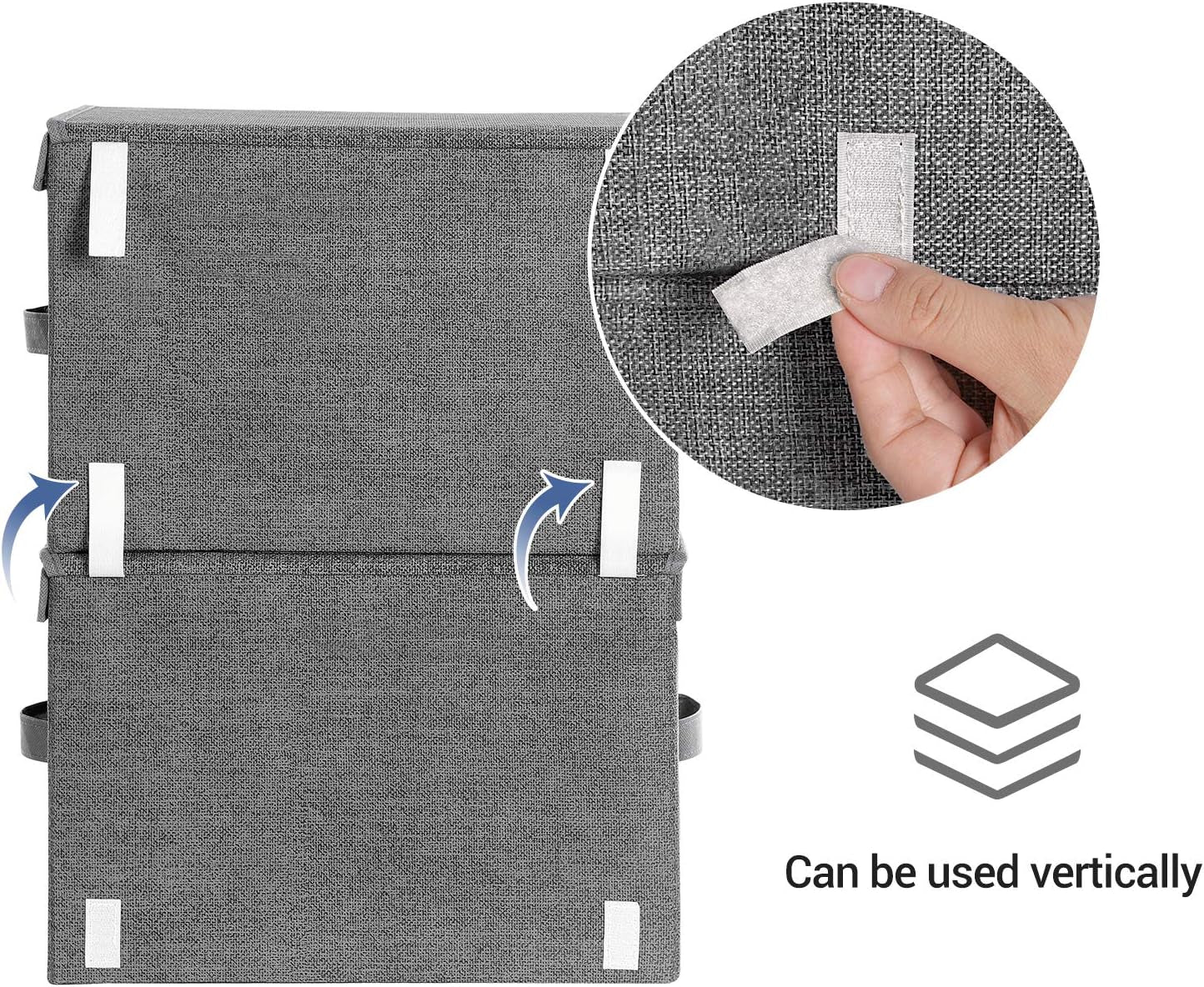 Stackable Storage Bins Set of 2, Storage Boxes with Lids and Front Windows, Non-Woven Fabric Closet Organizers with Magnetic Closures, Side Handles, Dark Gray URPLB02G