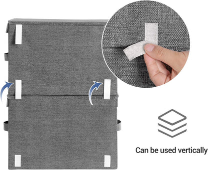 Stackable Storage Bins Set of 2, Storage Boxes with Lids and Front Windows, Non-Woven Fabric Closet Organizers with Magnetic Closures, Side Handles, Dark Gray URPLB02G