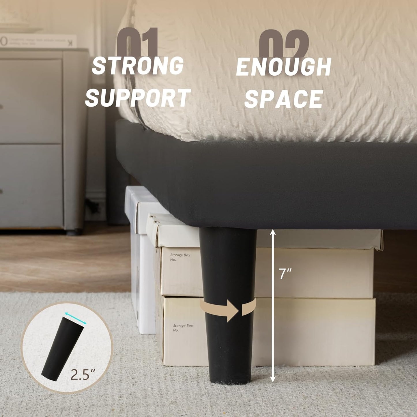 Queen Bed Frame with Headboard, Bed Frame Queen Size with Sturdy Wooden Slats Support, Platform Frame with Velvet Upholstered Headboard, Mattress Foundation, Easy Assembly, No Box Spring Needed Black