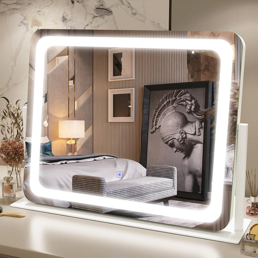 Vanity Mirror with Lights 22''X17'' Makeup Mirror with Lights,Vanity Mirror Touch Screen with 3-Color Lighting,Dimmable,For Vanity Desk Tabletop