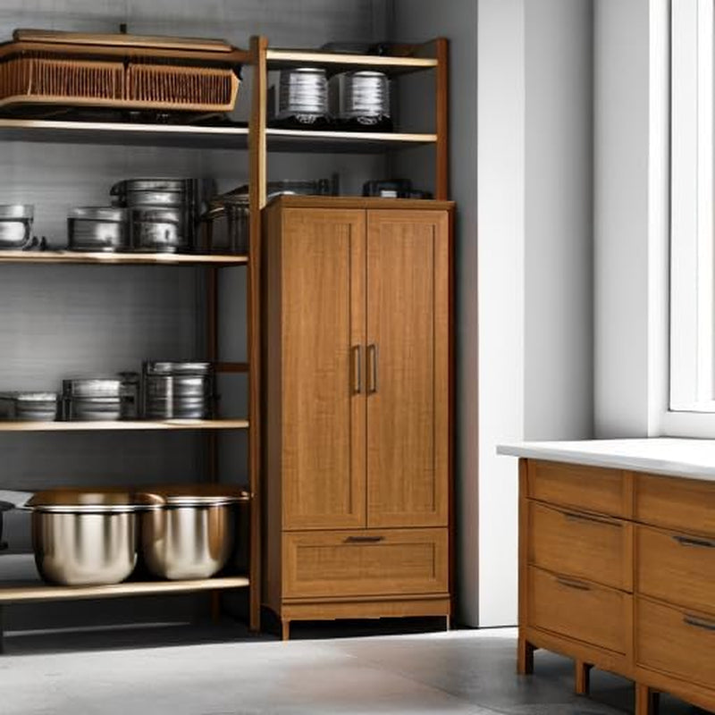 411802 Homeplus Wardrobe/Storage Cabinet, L: 28.98" X W: 20.95" X H: 71.18", Sienna Oak Finish