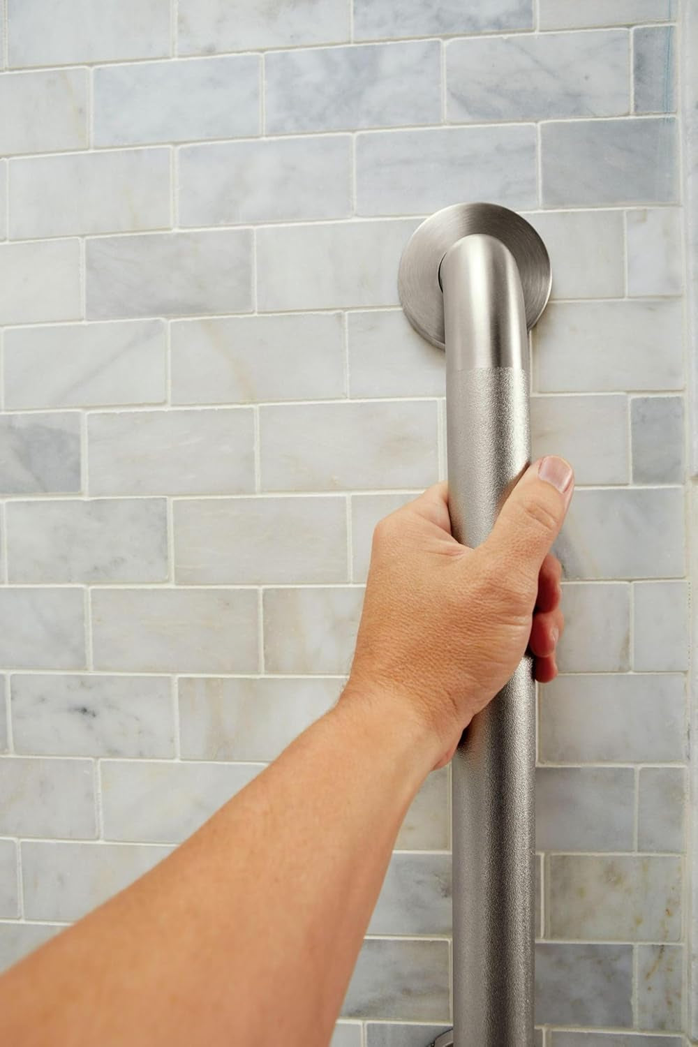 Home Care Bathroom Safety 24 Inch Stainless Steel Handicap Grab Bar for Bathtub and Shower, Slip Resistant Peened Texture, Elderly Assistance Product, Polished Brass, R8724P
