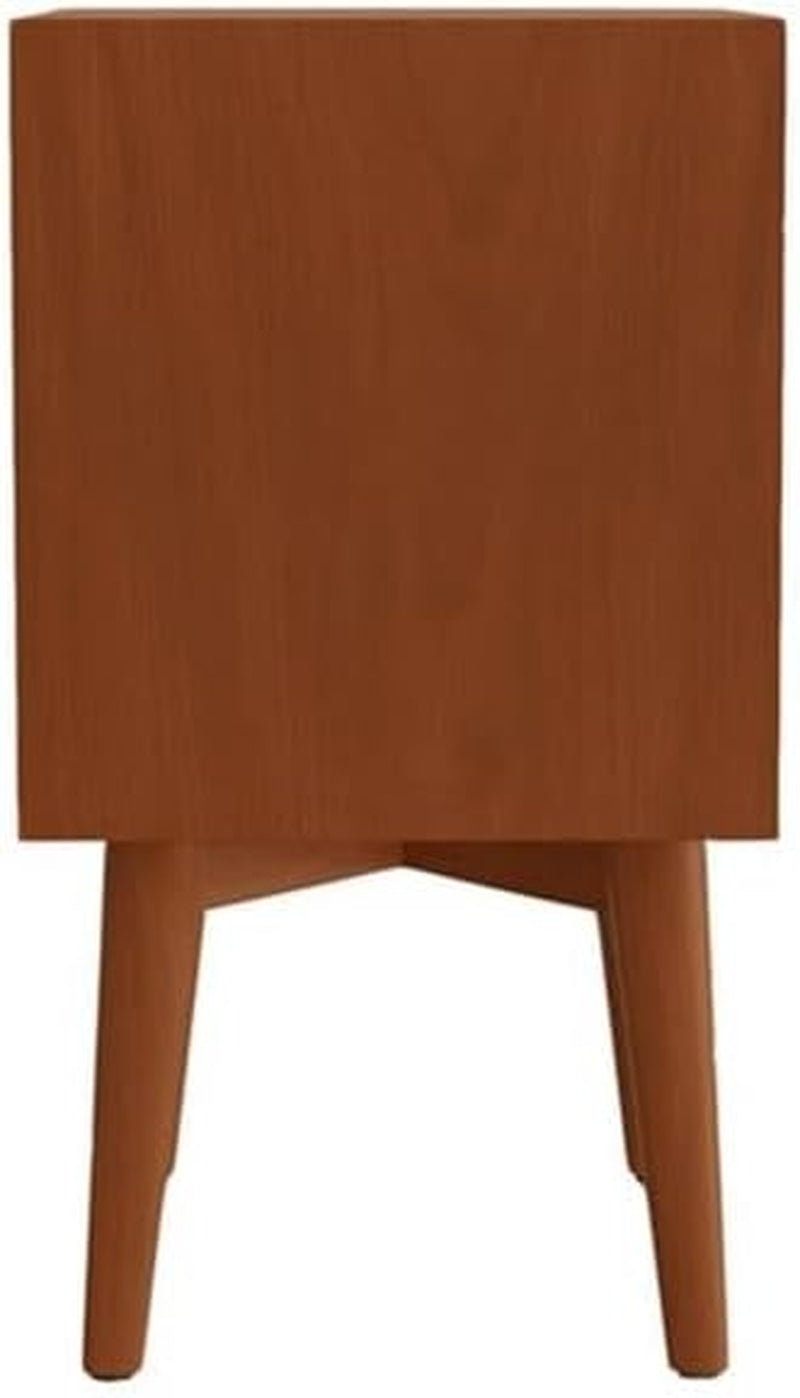 Flynn Mid Century Modern Mahogany Fully Assembled Bedroom Side Nightstand with 2 Bedside Storage Drawers, Chestnut