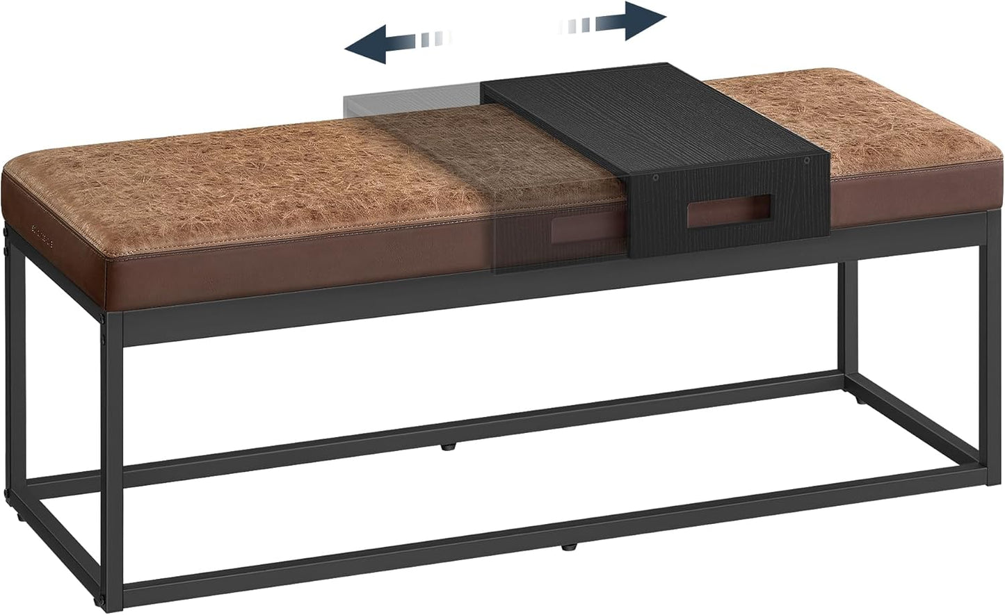 HOME LUIZ Collection - Ottoman Bench, End of Bed Bench, Reversible Top, Shoe Bench with Small Removable Shelf, Max. Load 660 Lb, for Bedroom, Living Room, Entryway, Dove Gray ULOM081G01V1