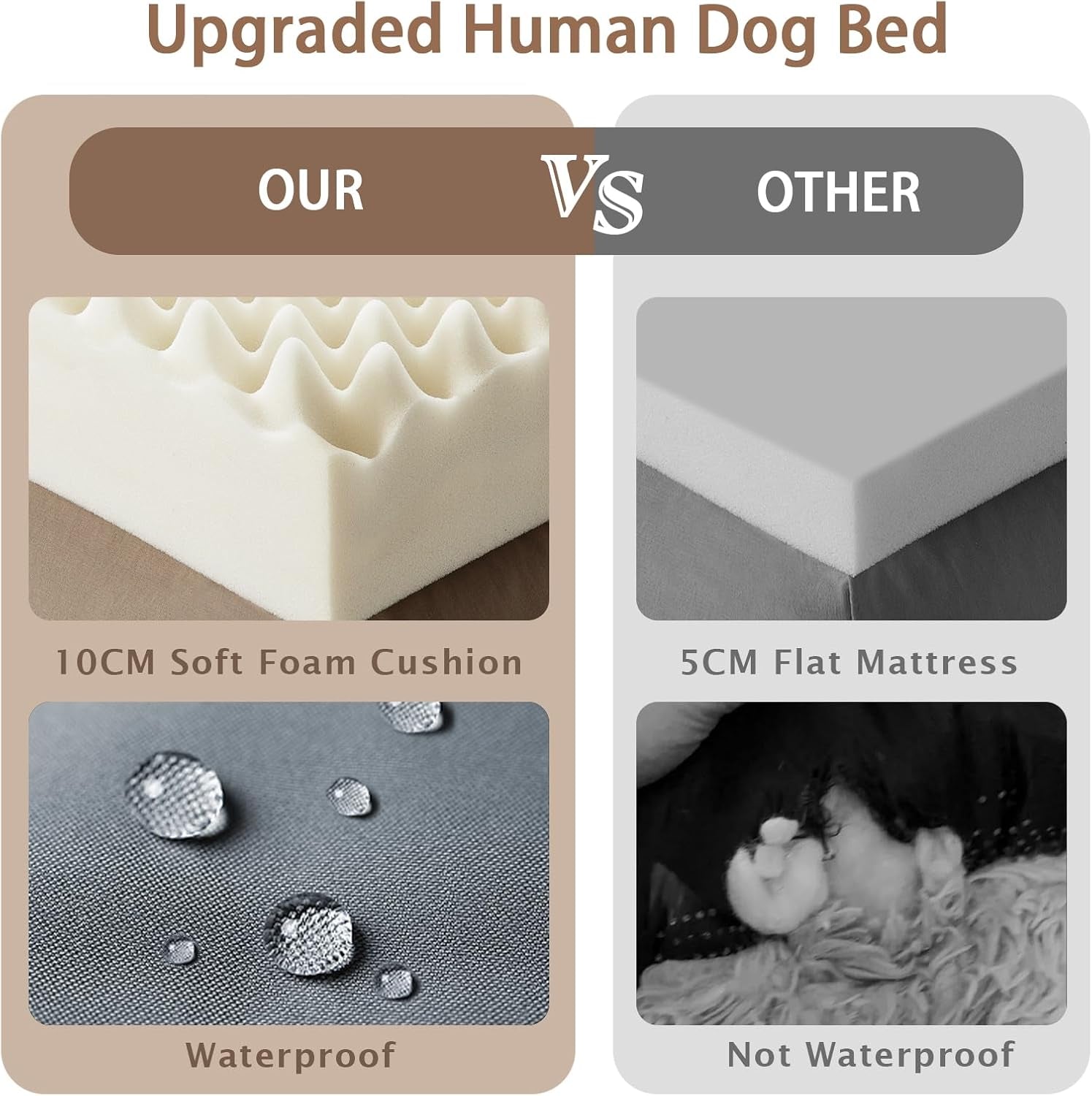 Human Dog Bed, 71''X45''X12'' Size Fits Adult and Pet Washable Giant People Bed 10 CM Thick Memory Foam Large Oversize Pet Bed with Plump Pillow, Blanket, Strap - Grey