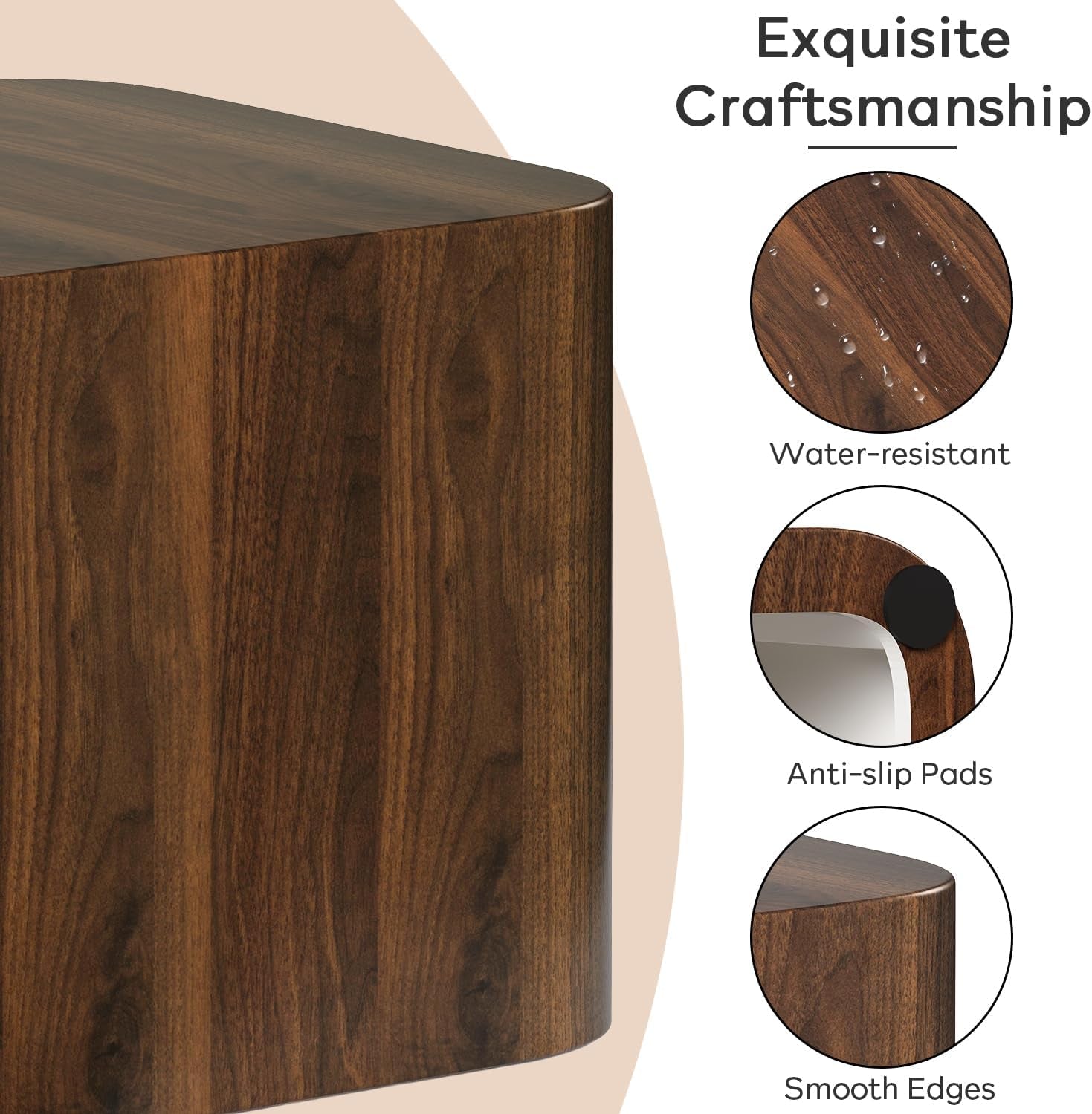 Nesting Coffee Table Set of 2, Modern Coffee Table and End Table Sets, Small Wooden Nesting Side Tables for Living Room Bedroom Apartment(Walnut)