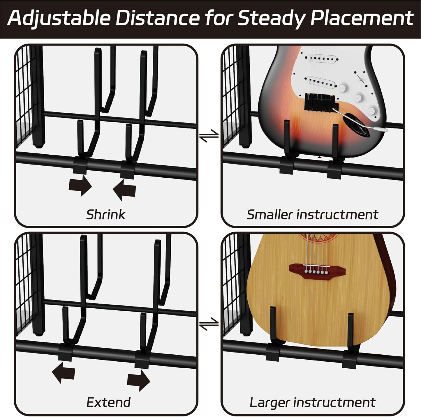 End Table with Guitar Stand,Record Player Stand,Vinyl Records Storage,2-Tier Guitar Stand for Acoustic, Electric Guitar,Bass,Turntable Stand Side Table for Music Room Studio Living Room-Modern White