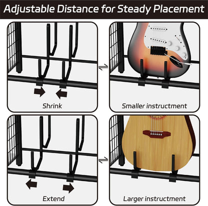 End Table with Guitar Stand,Record Player Stand,Vinyl Records Storage,2-Tier Guitar Stand for Acoustic, Electric Guitar,Bass,Turntable Stand Side Table for Music Room Studio Living Room-Modern White