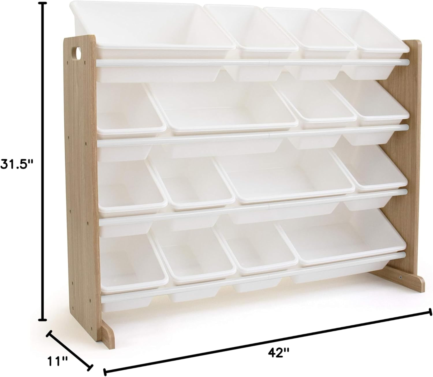 Supersized Toy Storage Organizer with 16 Removable Bins, Natural/White – Large Toy Storage for Toddlers Ideal for Kids' Rooms, Playrooms, and Nurseries - Modern Toy Bins for Kids
