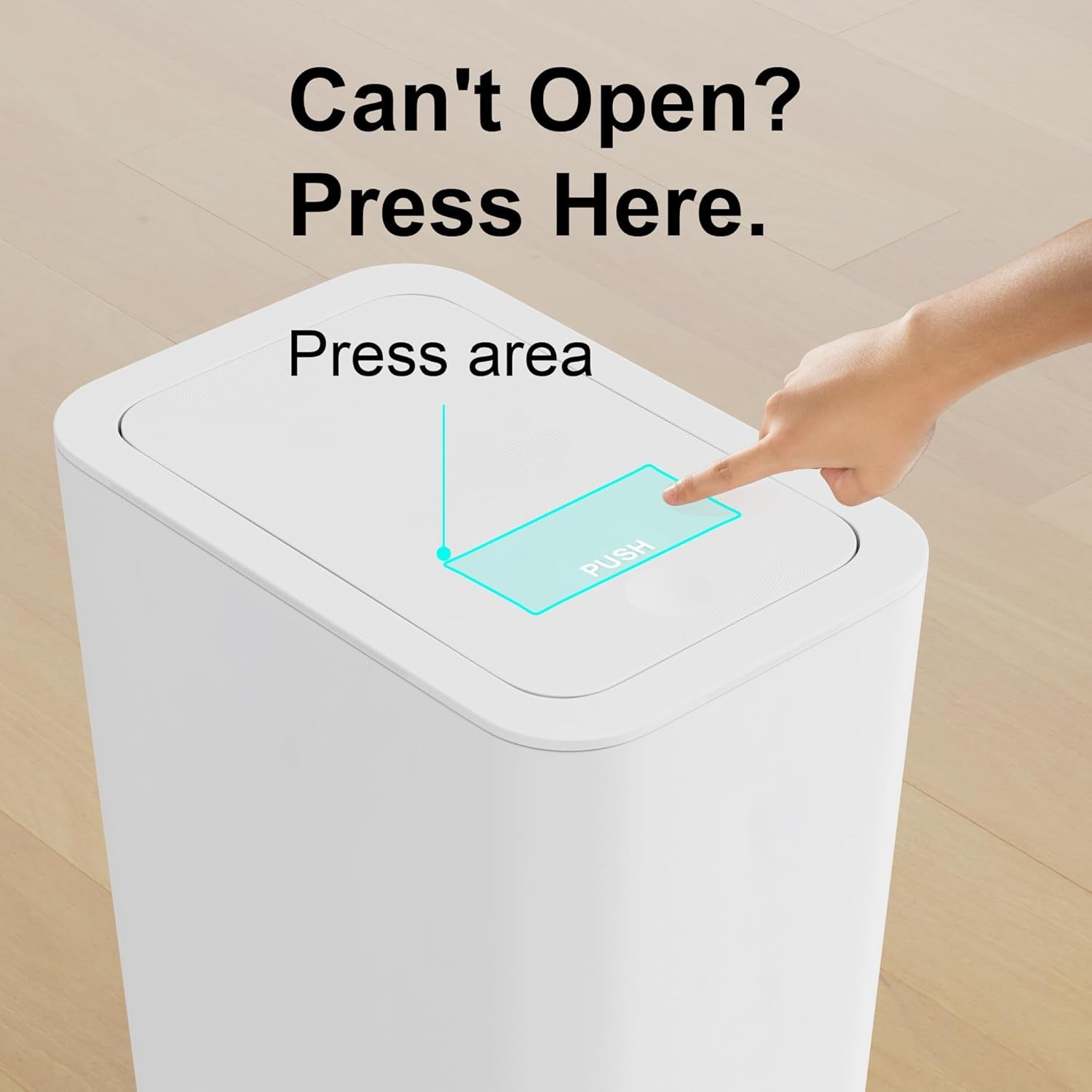 3 Pack 10L / 2.6 Gallon Small Trash Can with Lid, Bathroom Garbage Can with Pop-Up Lid, Waste Basket for Bathroom, Kitchen, Bedroom, Powder Room, Craft Room, Office, College (Off White)