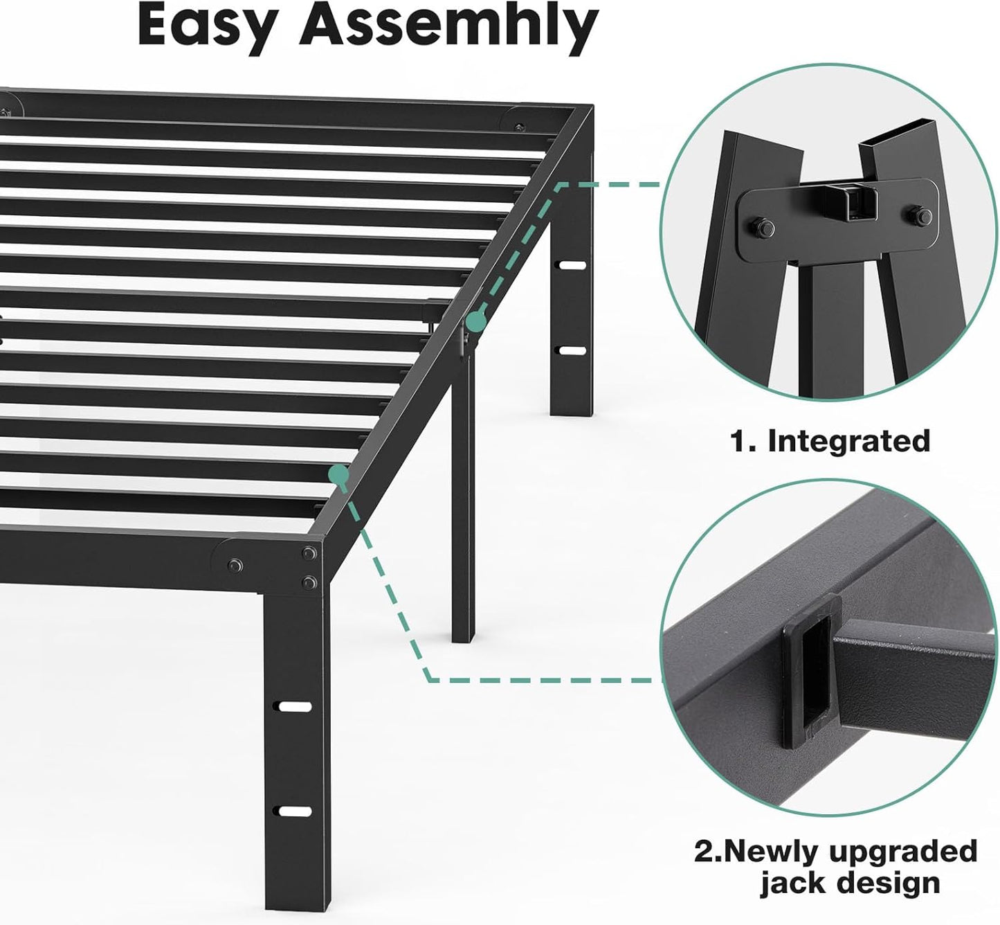 Queen Bed Frame - Heavy Duty Metal Platform Bed Frames Queen Size with Storage Space under Frame, No Box Spring Needed, 14 Inches, Sturdy Steel Slat Support