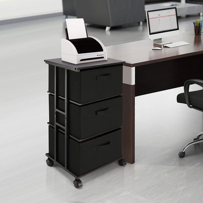 Dresser Storage with 3 Drawers, Fabric Dresser Tower, Vertical Storage Unit for Bedroom, Closet, Office, Black