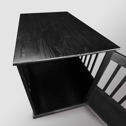 Wooden Lattice Pet Crate, End Table, Espresso