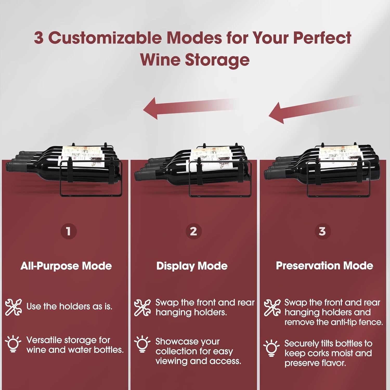 Stackable Wine Rack Countertop, 12 Bottles Wine Bottle Holder for inside Cabinet, Small Tabletop Wine Holder Stand for Pantry Bar, 3-Tier Angle Adjustable Wine Bottle Rack for Tight Spaces