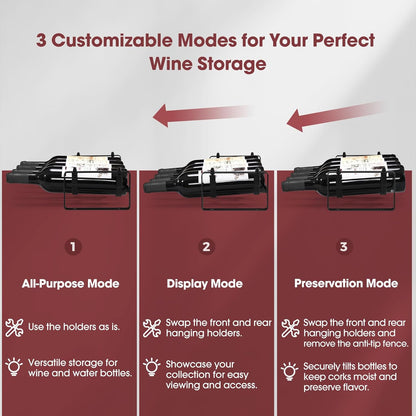 Stackable Wine Rack Countertop, 12 Bottles Wine Bottle Holder for inside Cabinet, Small Tabletop Wine Holder Stand for Pantry Bar, 3-Tier Angle Adjustable Wine Bottle Rack for Tight Spaces