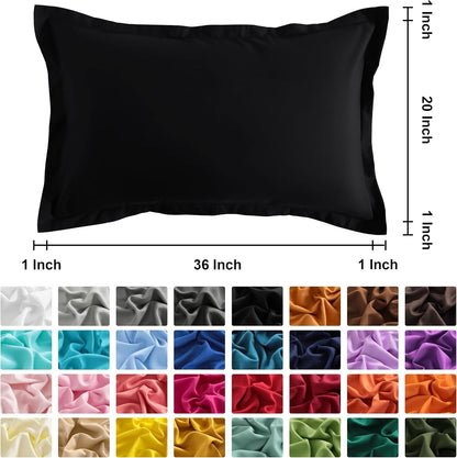 King Pillow Shams - 2 Pack Brushed Microfiber 20X36 Sham Covers - Super Soft and Cozy, Wrinkle, Fade, Stain Resistant 20X36 Inches Oxford Pillowcases, Black