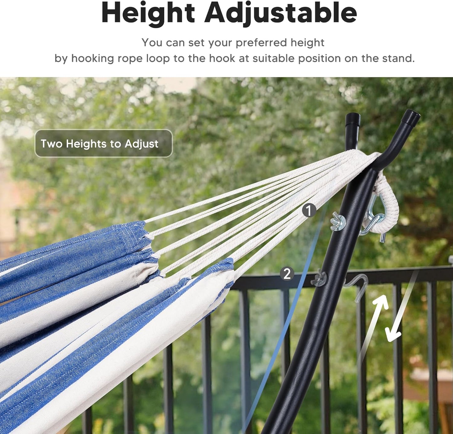 Backyard Hammock with Frame, Hammock Frames for Outside, 475 Lbs Capacity, Blue & White Stripes