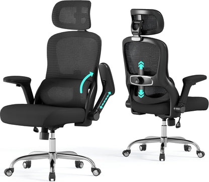 Office Chair - Ergonomic Office Chair with Back Support, Ergonomic Computer Chair - Home Office Desk Chairs, 400Lbs Wide Seat Big and Tall Office Chairs with Headrest, Comfy Desk Chairs(Blue)