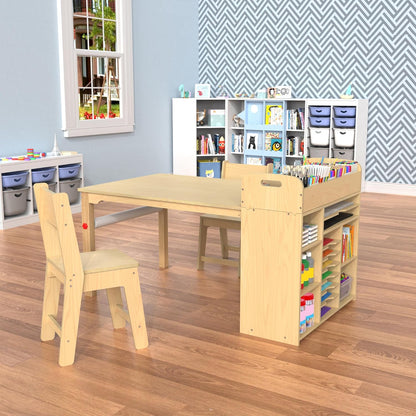Kids Art Table and Chairs Set, Craft Desk with Large Storage and Portable Art Supply Organizer for Children Ages 8-12, 47" L X 30" W