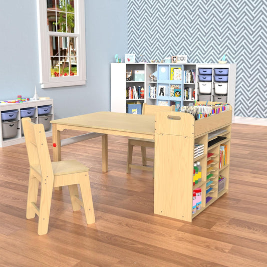Kids Art Table and Chairs Set, Craft Desk with Large Storage and Portable Art Supply Organizer for Children Ages 8-12, 47" L X 30" W