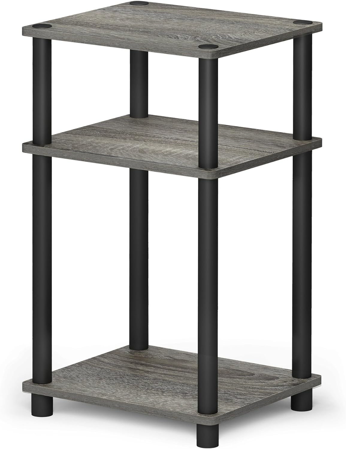 JUST Side Table, 3-Tier End Table, Open Shelves Night Stand, Bedside Table, Toolless Assembly, for Living Room, Bedroom, Bathroom, French Oak