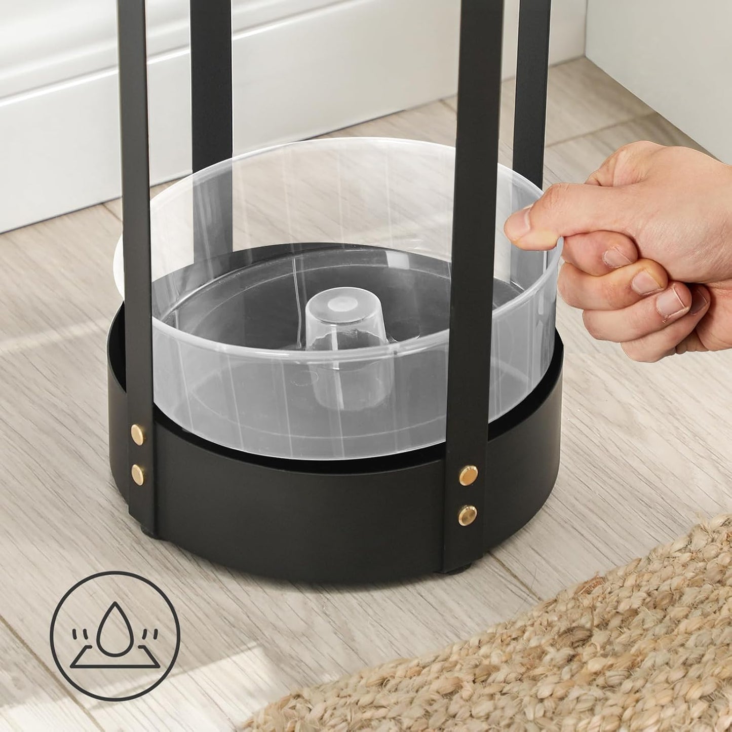 Umbrella Stand, Steel round Umbrella Holder Rack, 7.7 X 7.7 X 21.7 Inches, with Detachable Drip Tray, for Entryway, Office, Stable, Assembly Required, Matte Black ULUC28BK