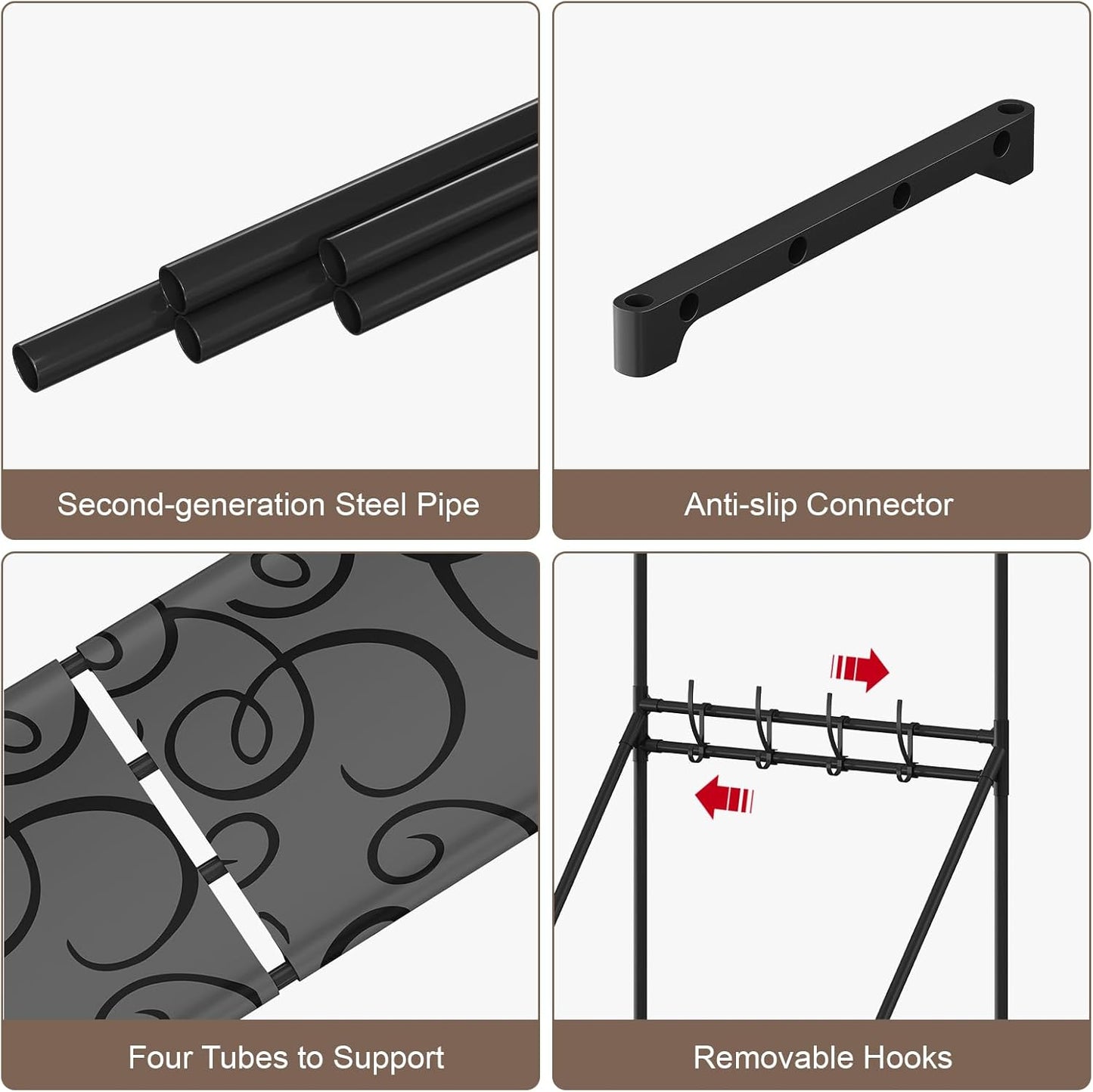 Coat Rack with Shoe Storage, Space-Saving Entryway Coat Shoe Rack, Easy Assembly Hall Tree, Multifunctional Storage Solution，Black