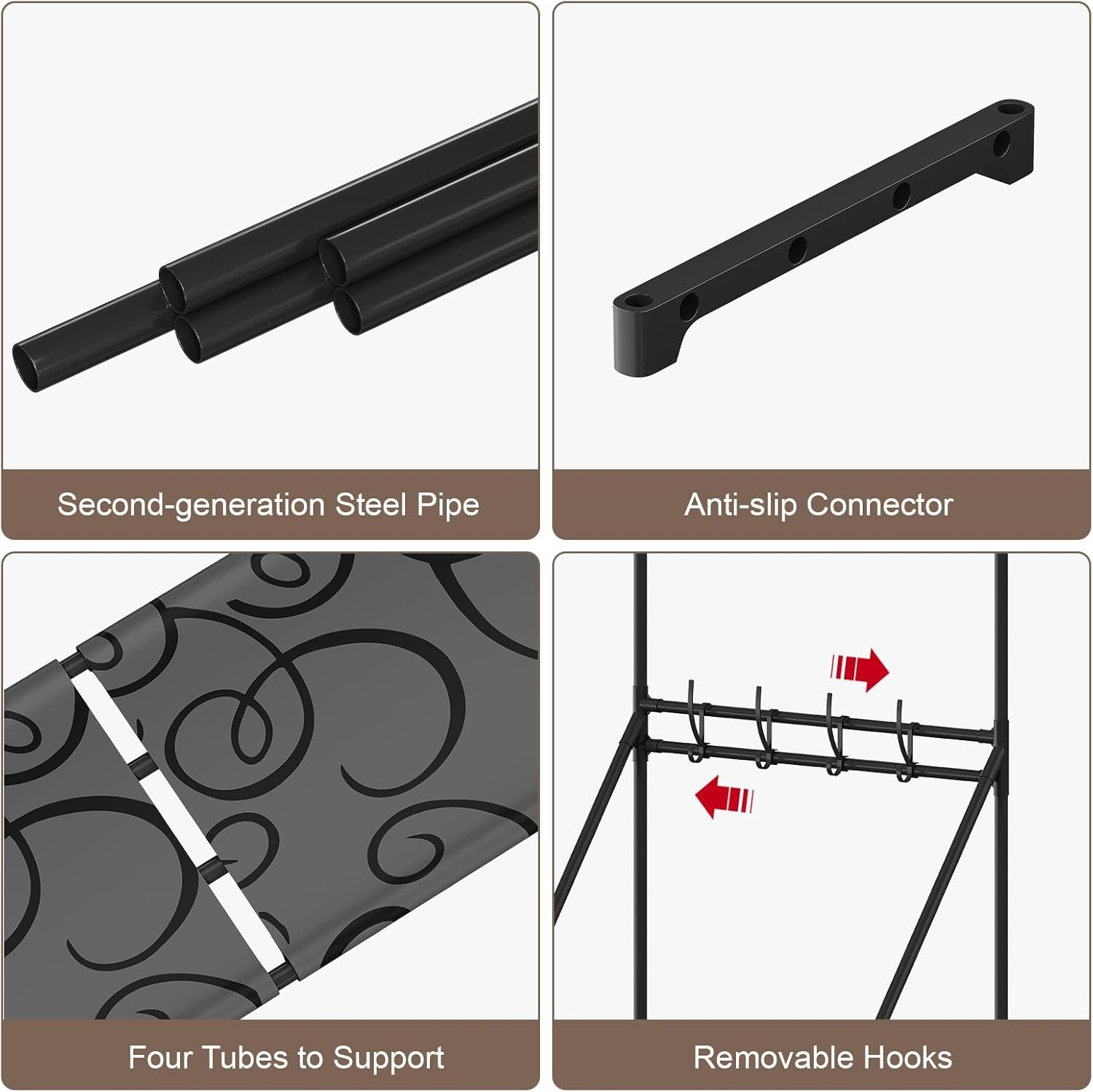 Coat Rack with Shoe Storage, Space-Saving Entryway Coat Shoe Rack, Easy Assembly Hall Tree, Multifunctional Storage Solution，Black