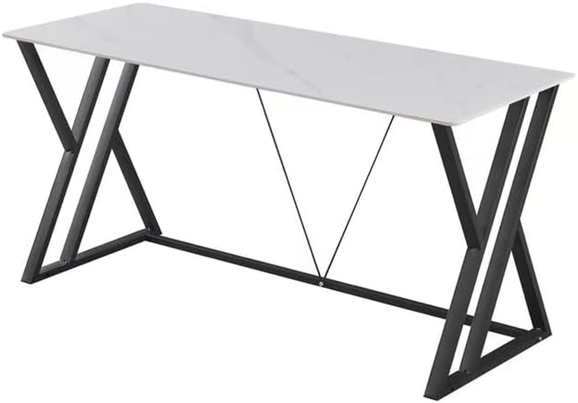 Modern Computer Desk with X-Frame Metal Legs, Black Frame, Writing Table, Home Office Workstation