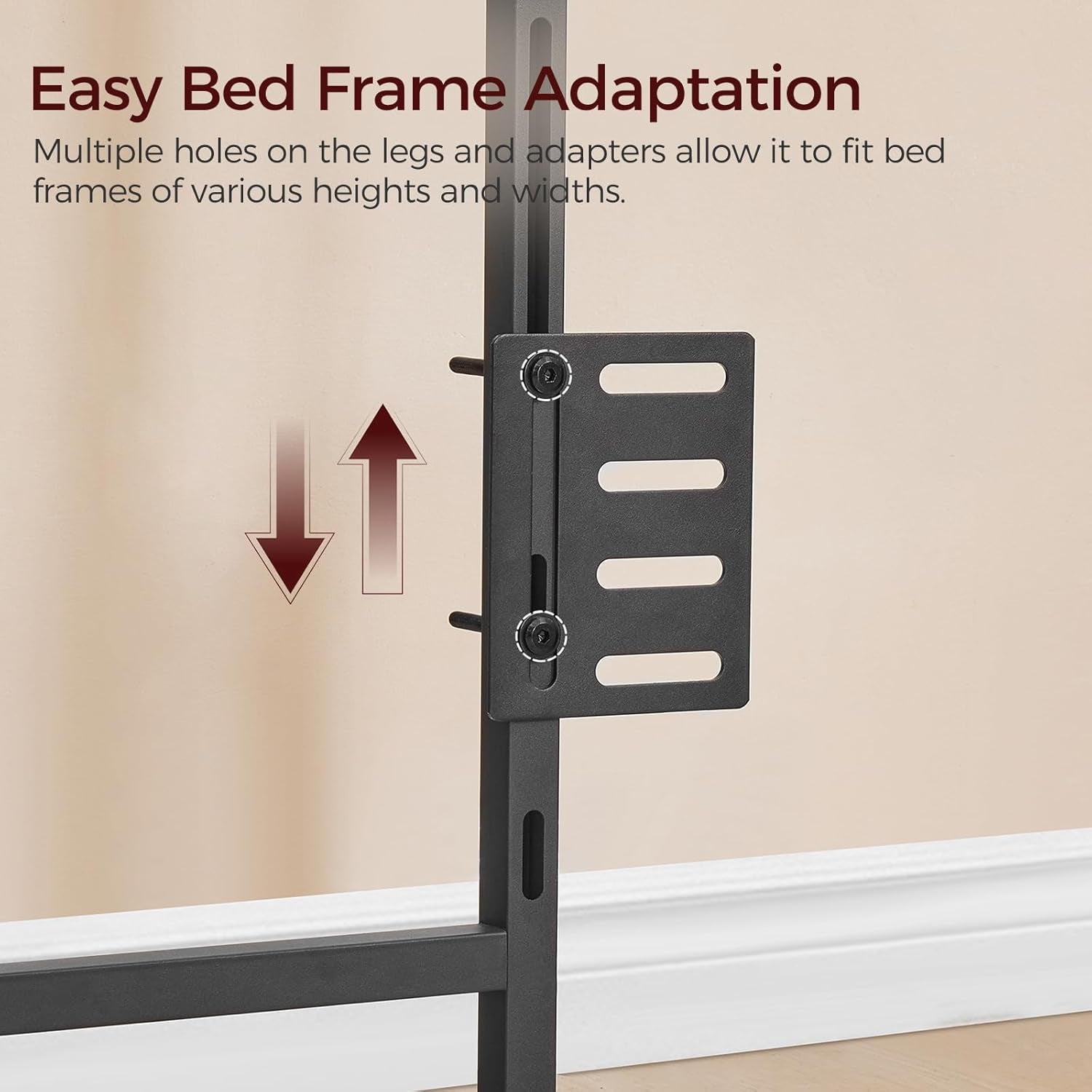 King Size Headboard Only, Metal Headboard with 2 Power Strips, 95 Degrees Reclining Backrest with Bed Frame Adapters, Easy Assembly, Black