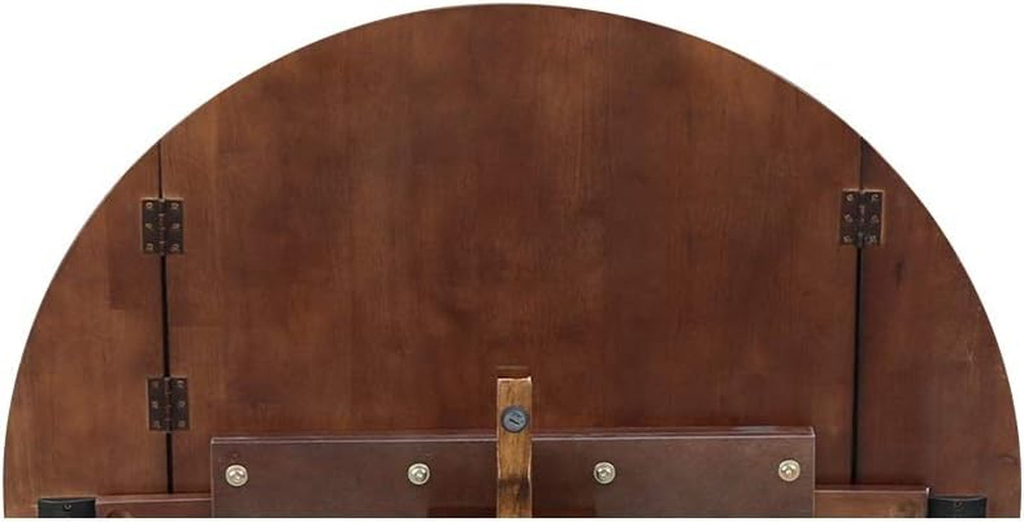 , 42" round Dual Drop Leaf Pedestal Dining Table, Solid Wood, Real Parawood, 42" W X 42" D X 29.5" H, Easy Assembly, Espresso