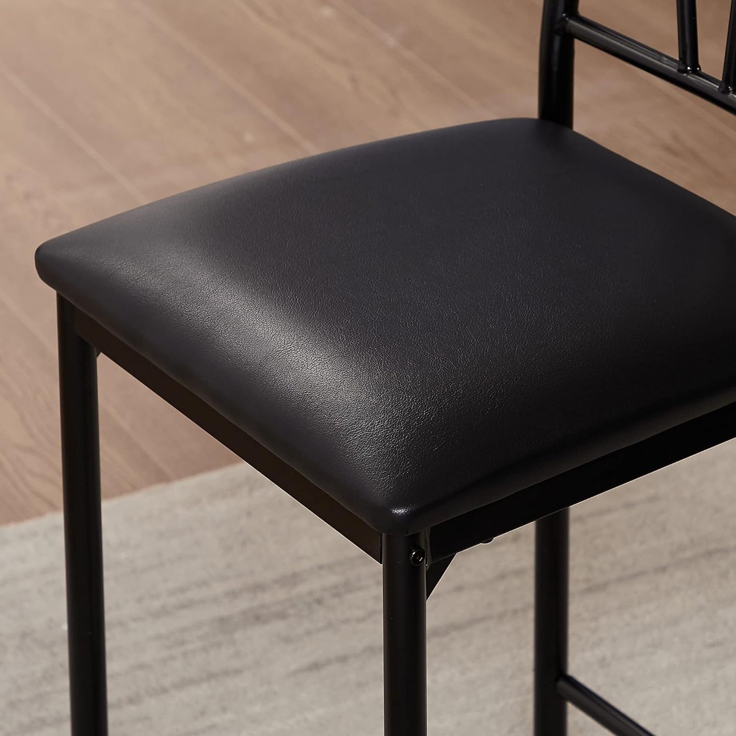 Small Bar Table and Chairs Tall Kitchen Breakfast Nook with Stools/Dining Set for 2, Storage Shelves, Space-Saving, Retro