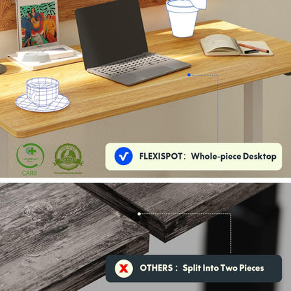 EN1 One-Piece Standing Desk 40 X 24 Inches Height Adjustable Desk Electric Sit Stand up Desk Home Office Desks Computer Workstation (White Frame + Maple Desktop)