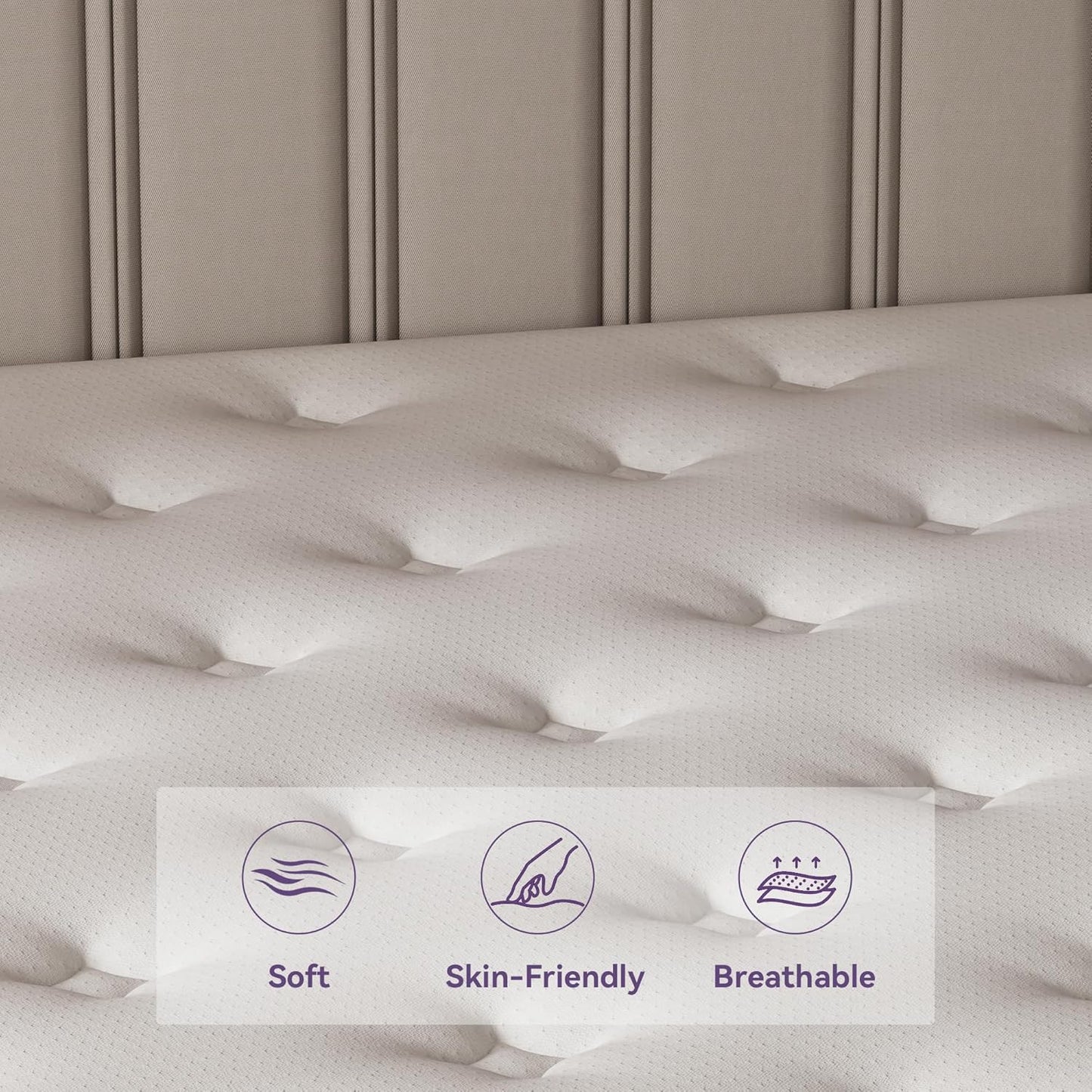 12 Inch Queen Mattress in a Box, Purple Hybrid Mattress with Gel Memory Foam and Pocket Springs for Motion Isolation, Pressure Relief & Cool Sleep, Medium Firm, Certipur-Us Certified