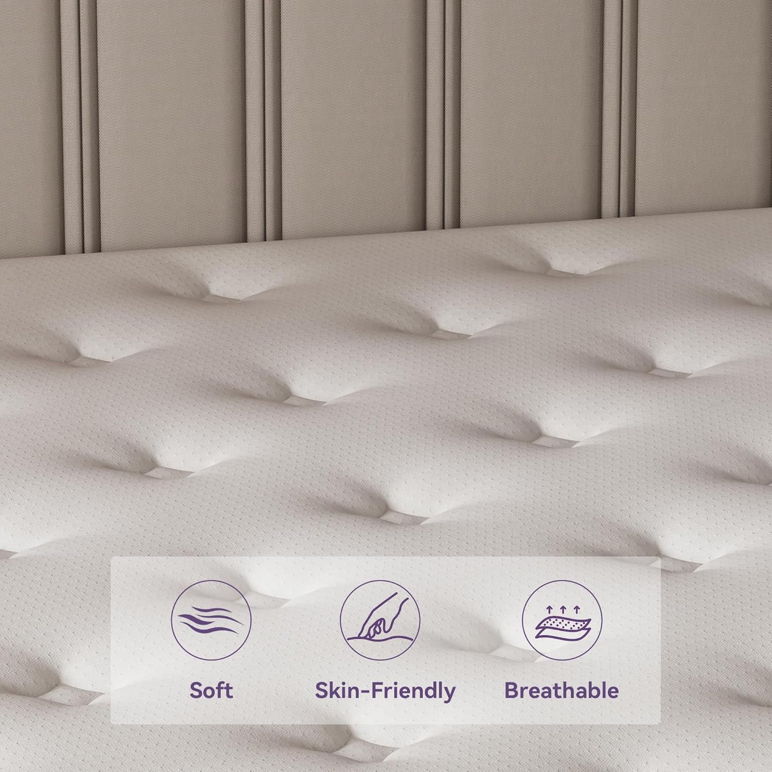 12 Inch Queen Mattress in a Box, Purple Hybrid Mattress with Gel Memory Foam and Pocket Springs for Motion Isolation, Pressure Relief & Cool Sleep, Medium Firm, Certipur-Us Certified