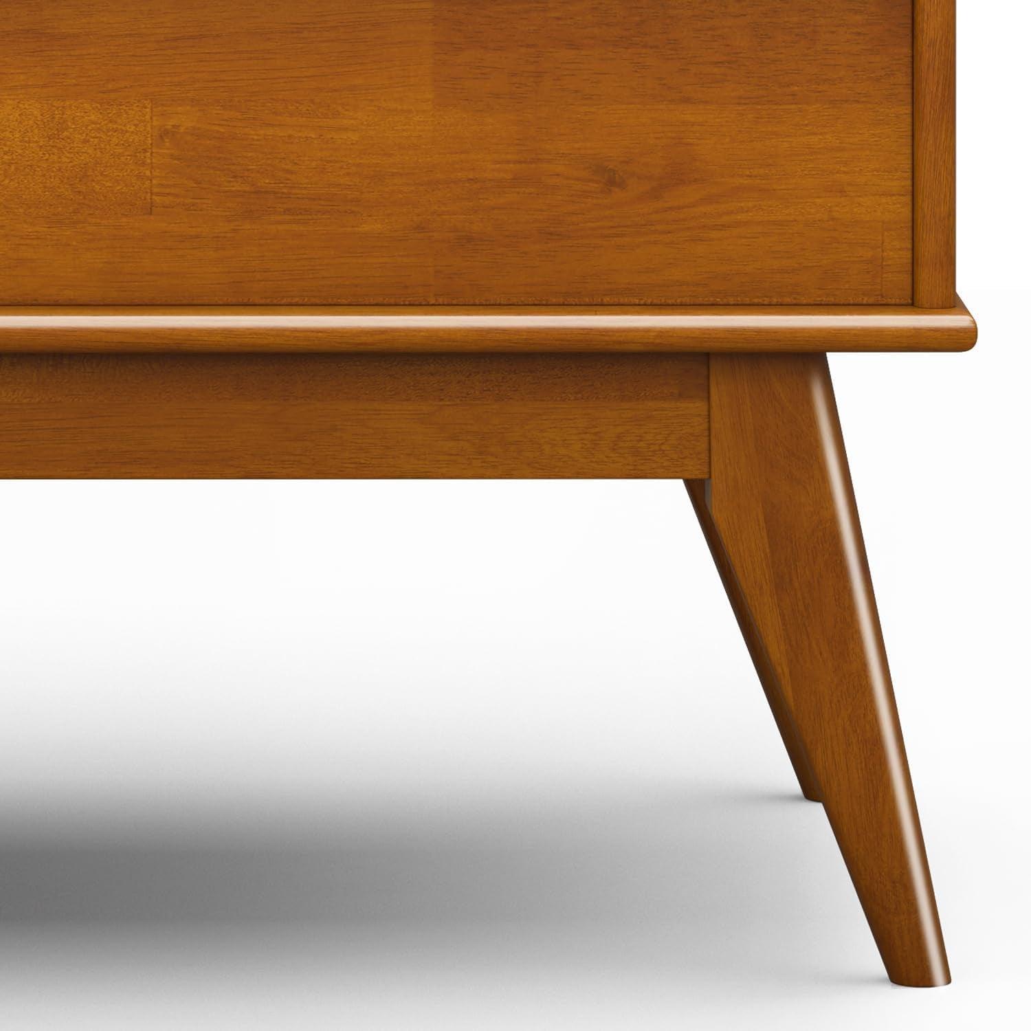 Draper Lift Top Coffee Table - 48 Inch Wide Solid Hardwood Mid-Century Modern Cocktail Table in Teak Brown, Functional Living Room Table with Storage Compartment, Open Shelf and Angled Legs