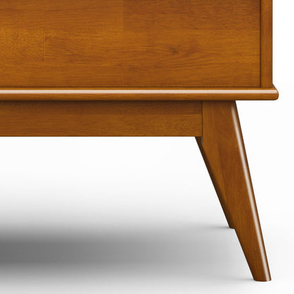 Draper Lift Top Coffee Table - 48 Inch Wide Solid Hardwood Mid-Century Modern Cocktail Table in Teak Brown, Functional Living Room Table with Storage Compartment, Open Shelf and Angled Legs