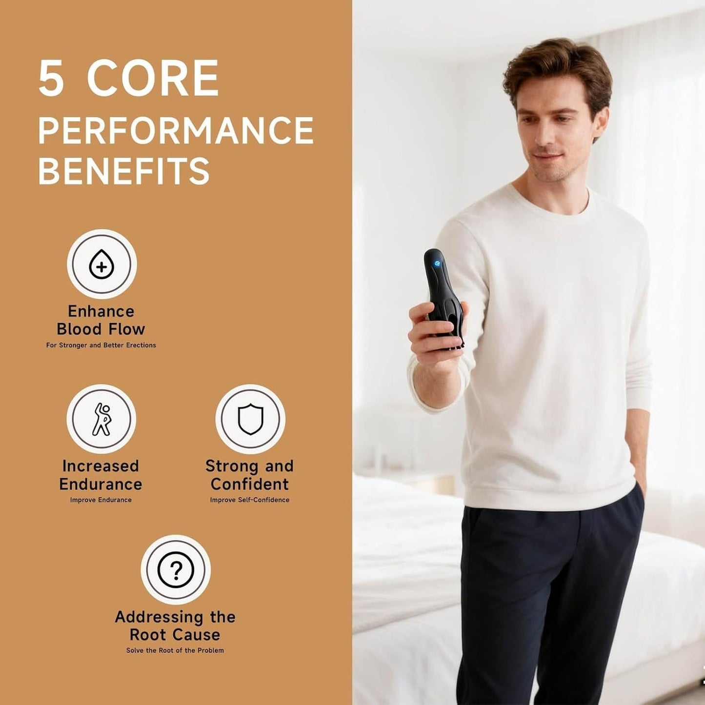 Mansculpt Wave Therapy Pro, Wave Therapy Pro for Ed, Waterproof USB Rechargeable Men’S Training Device, Easy to Clean & Portable (1Pc)