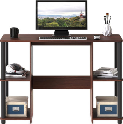 38-Inch Home Office Wood Desk with Double Sided Shelves, Cherry