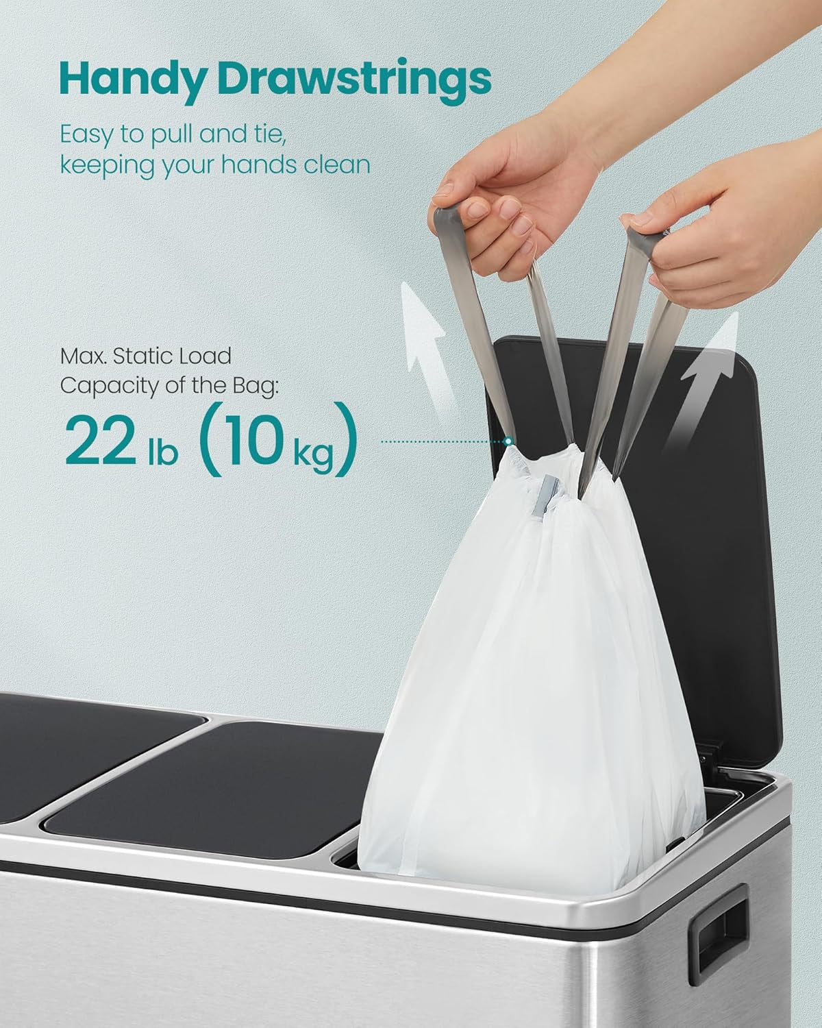 Trash Bags for 13-Gallon (50 L) Trash Cans, Drawstring Kitchen Garbage Bags, Pre-Separated, Quick-Dispense Box, Liner Code K, 2 Rolls, 80 Count, White UKRB051A02