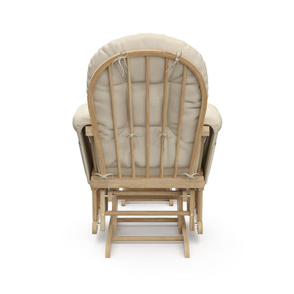 Premium Hoop Glider & Ottoman (Natural/Beige) — GREENGUARD Gold Certified Nursery Glider, Solid Wood Craftsmanship, Smooth-Gliding Nursery Chair and Ottoman, Award-Winning