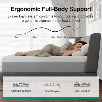 Queen Mattress 14 Inch, Gel Queen Memory Foam Mattress in a Box with Cool-Touch Nylon Cover for Cooling Night Sleep, Pain Relief & Spinal Support with Comfort Foam, Certipur-Us Certified