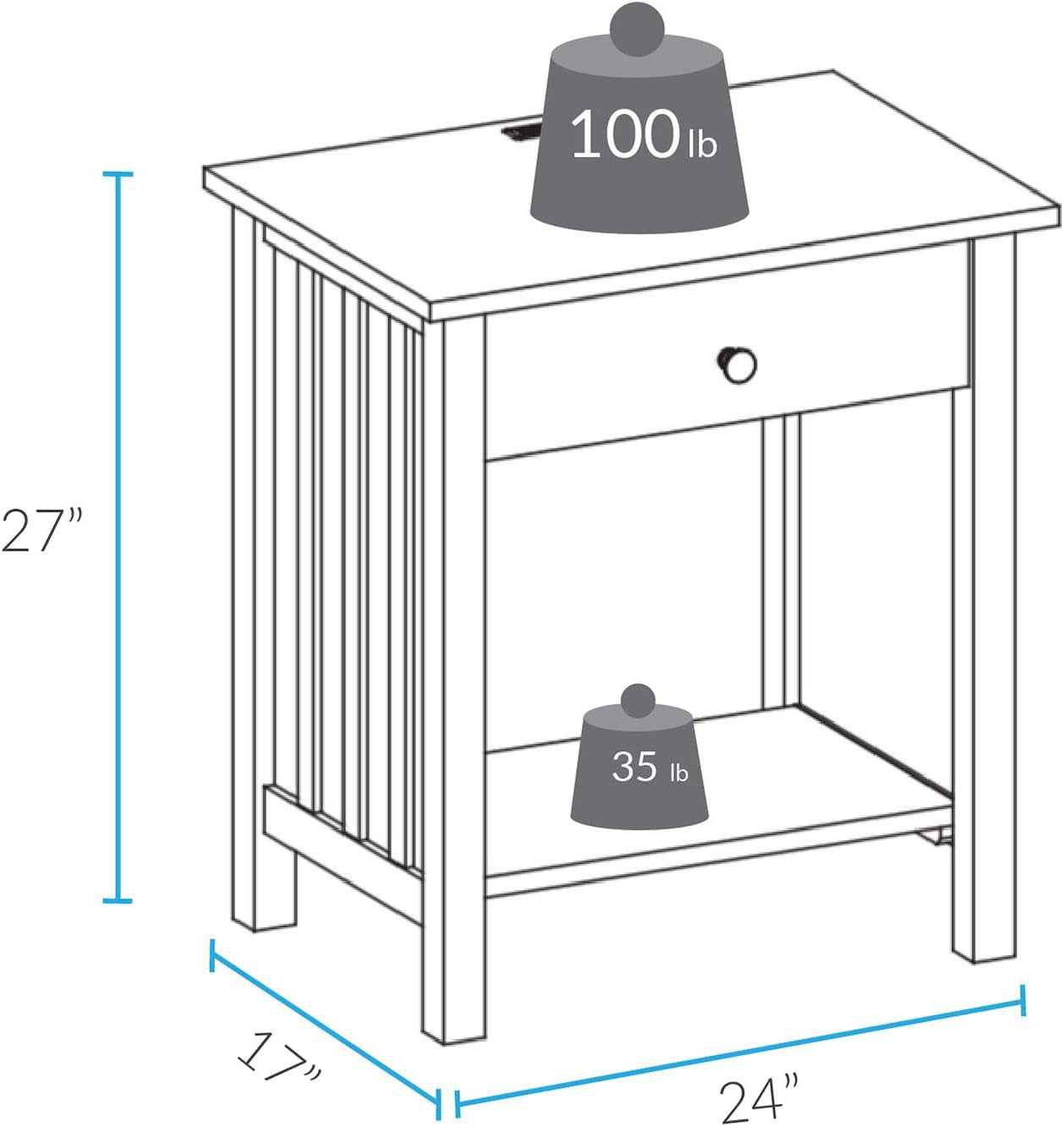 Vanderbilt Nightstand with USB Port- Espresso