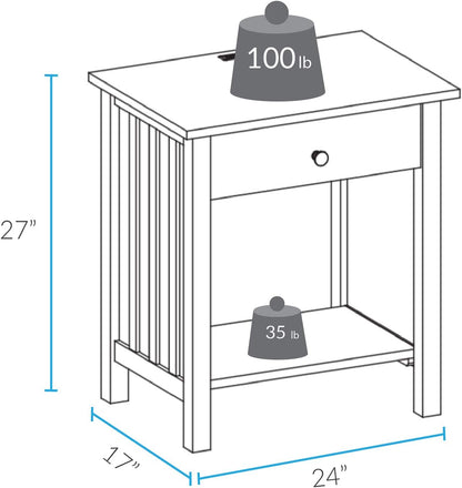 Vanderbilt Nightstand with USB Port- Espresso