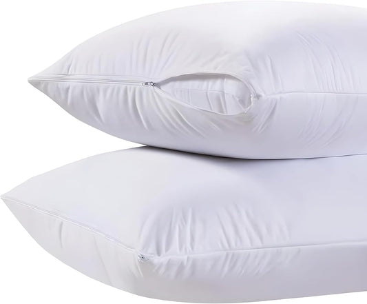 King Pillow Covers with Zipper 2 Pack - 20 X 36 Ultra-Soft, Cozy and Noiseless King Pillow Protector, 200 Thread Count, Fade-Resistant Pillow Shams