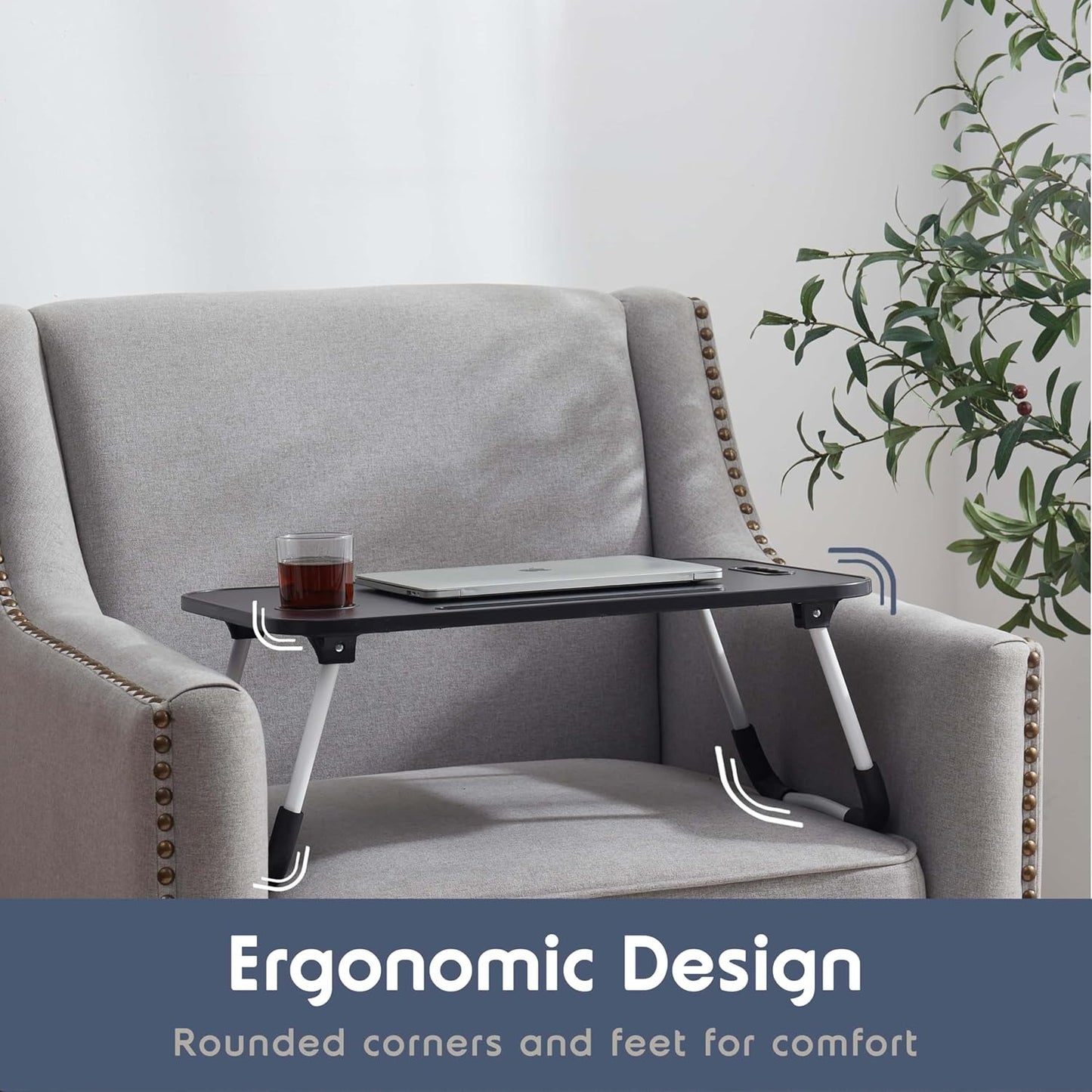 Laptop Bed Tray Table, Adjustable Laptop Stand, Portable Lap Desks with Foldable Legs, Reading Desk for Sofa Couch Floor - Large